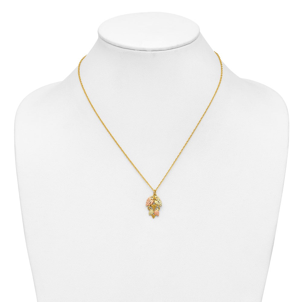 10k and 12k Tri-color Black Hills Gold Grapes and Leaves 14k Gold-filled Chain 18 inch Necklace