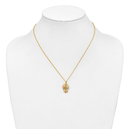 10k and 12k Tri-color Black Hills Gold Grapes and Leaves 14k Gold-filled Chain 18 inch Necklace
