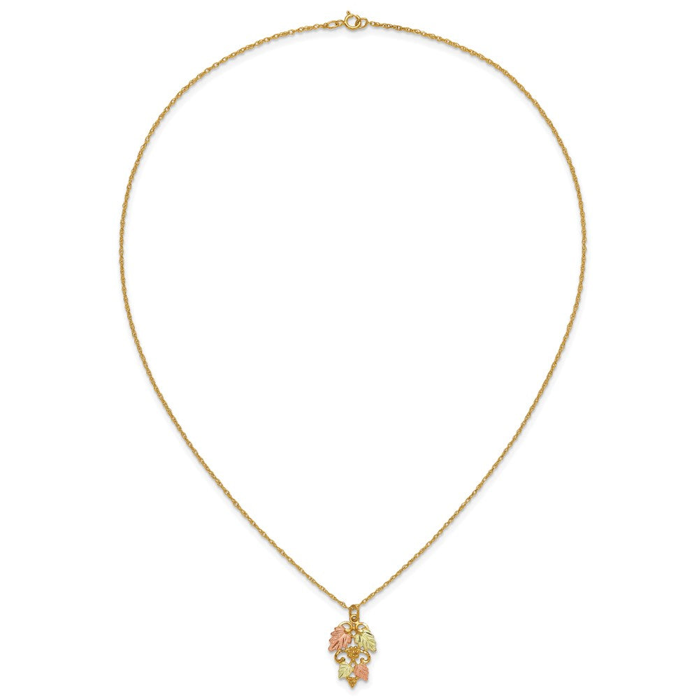 10k and 12k Tri-color Black Hills Gold Grapes and Leaves 14k Gold-filled Chain 18 inch Necklace