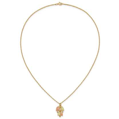 10k and 12k Tri-color Black Hills Gold Grapes and Leaves 14k Gold-filled Chain 18 inch Necklace