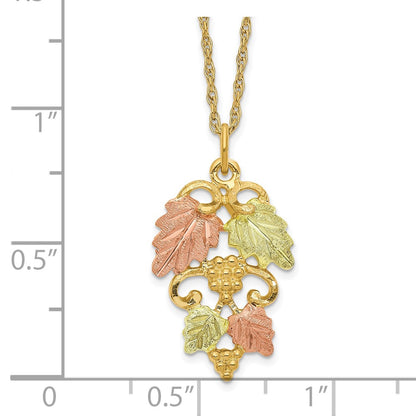 10k and 12k Tri-color Black Hills Gold Grapes and Leaves 14k Gold-filled Chain 18 inch Necklace