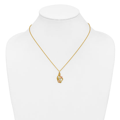 10k and 12k Tri-color Black Hills Gold Hummingbird with Flower and Leaves 14k Gold-filled Chain 18 inch Necklace