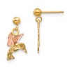 10k and 12k Tri-color Black Hills Gold Hummingbird Dangle Post Earrings