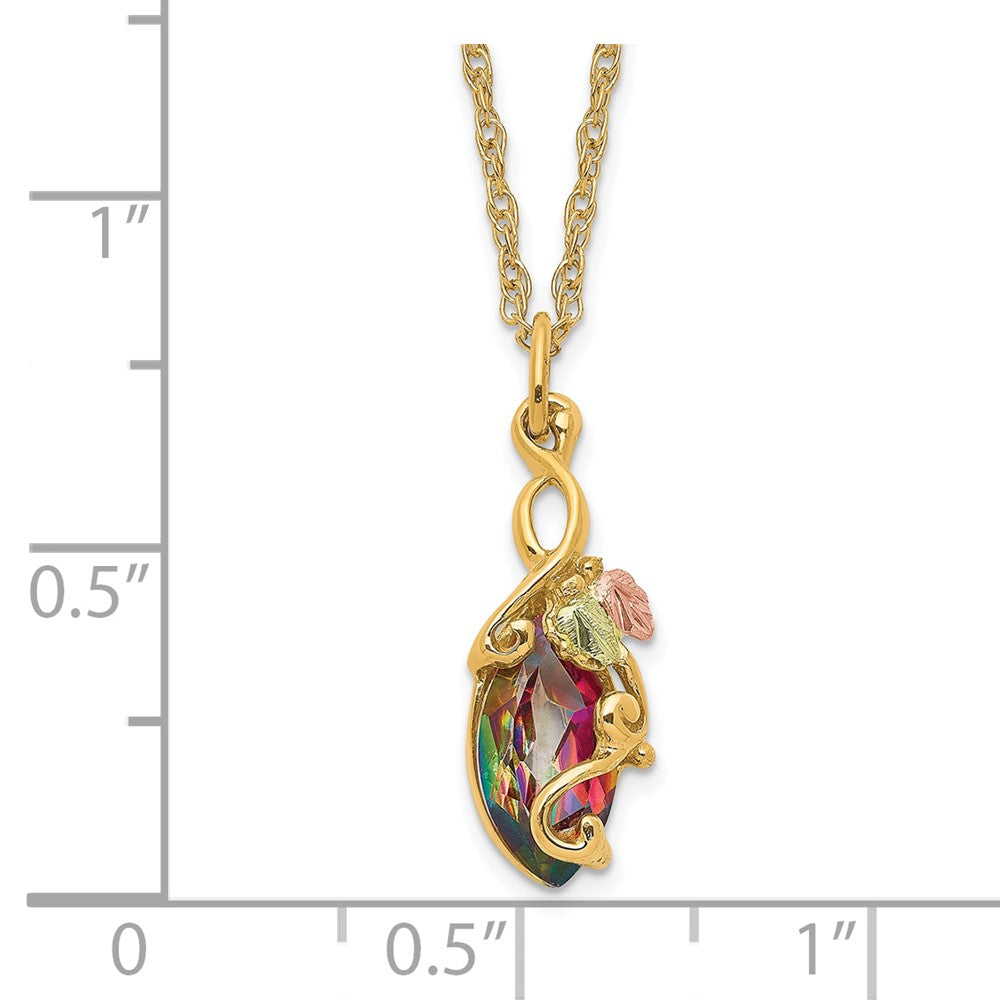 10k and 12k Tri-color Black Hills Gold Marquise Mystic Fire Topaz 14k Gold-filled Chain 18 inch Necklace