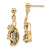 10k and 12k Tri-color Black Hills Gold Marquise Mystic Fire Topaz and Leaves Post Dangle Earrings