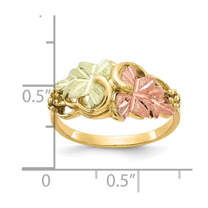 10k and 12k Tri-color Black Hills Gold Grapes and Leaves Ring