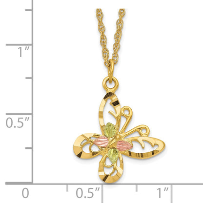 10k and 12k Tri-color Black Hills Gold Butterfly 14k Gold-filled Chain 18 inch Necklace