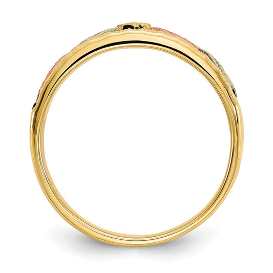 10k and 12k Tri-color Black Hills Gold Antiqued Leaves Mens Band