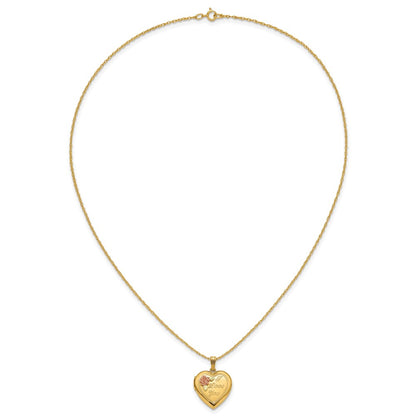 10k and 12k Tri-color Black Hills Gold 18mm I LOVE YOU with Rose Heart Locket 14k Gold-filled Chain 18 inch Necklace