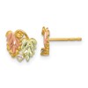 10k and 12k Tri-color Black Hills Gold Leaves 1/20 carat Diamond Post Earrings