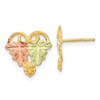 10k and 12k Tri-color Black Hills Gold Grapes and Leaves Post Earrings