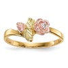 10k and 12k Tri-color Black Hills Gold Diamond Rose and Leaves Ring