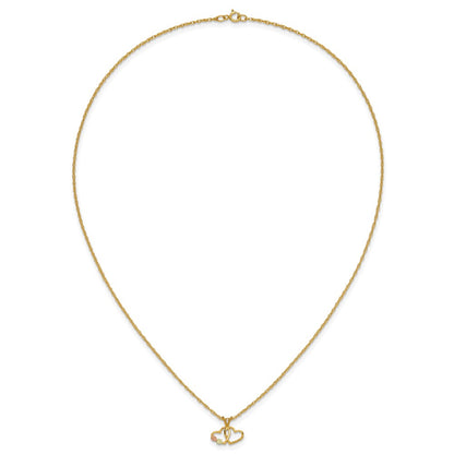 10k and 12k Tri-color Black Hills Gold Double Heart and Leaves 14k Gold-filled Chain 18 inch Necklace