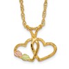 10k and 12k Tri-color Black Hills Gold Double Heart and Leaves 14k Gold-filled Chain 18 inch Necklace