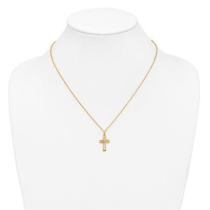 10k and 12k Tri-color Black Hills Gold Grapes and Leaf on Cross 14k Gold-filled Chain 18 inch Necklace