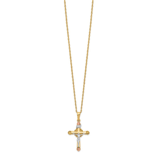 10k & 14k Gold Filled w/ 12k Accents Cross Necklace
