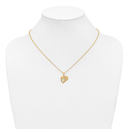 10k and 12k Tri-color Black Hills Gold Hummingbird in Heart 14k Gold-filled Chain 18 inch Necklace
