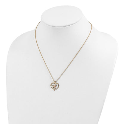 10k and 12k Tri-color Black Hills Gold Rosebud and Leaf in Heart 14k Gold-filled Chain 18 inch Necklace