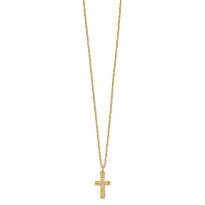 10k and 12k Tri-color Black Hills Gold Leaves on Cross 14k Gold-filled Chain 18 inch Necklace