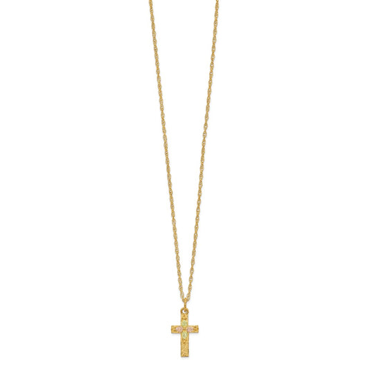 10k and 12k Tri-color Black Hills Gold Leaves on Cross 14k Gold-filled Chain 18 inch Necklace