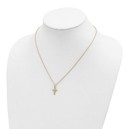 10k and 12k Tri-color Black Hills Gold Leaves on Cross 14k Gold-filled Chain 18 inch Necklace