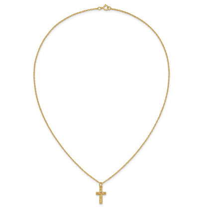 10k and 12k Tri-color Black Hills Gold Leaves on Cross 14k Gold-filled Chain 18 inch Necklace