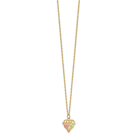 10k and 12k Tri-color Black Hills Gold Grapes and Leaves 14k Gold-filled Chain 18 inch Necklace