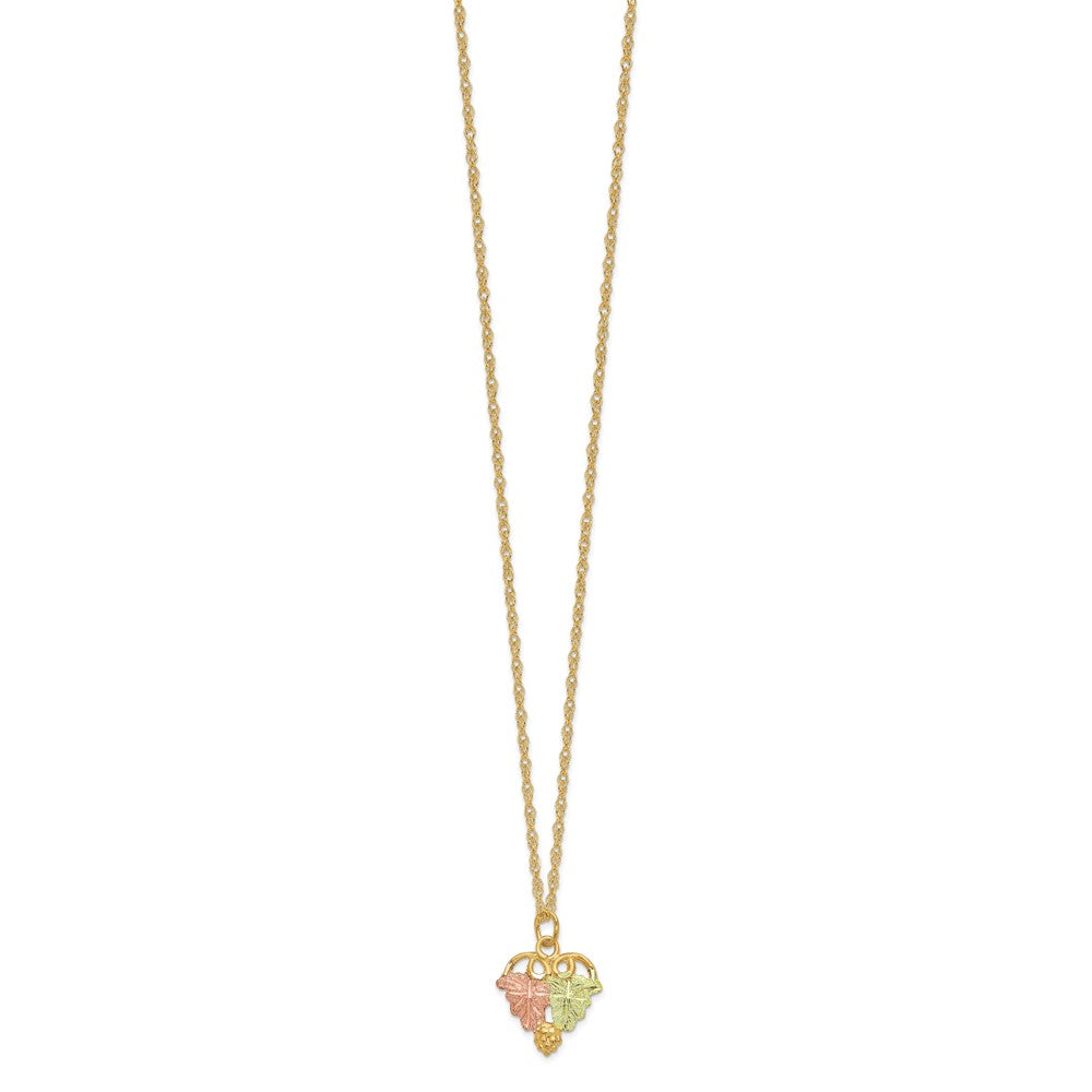 10k and 12k Tri-color Black Hills Gold Grapes and Leaves 14k Gold-filled Chain 18 inch Necklace