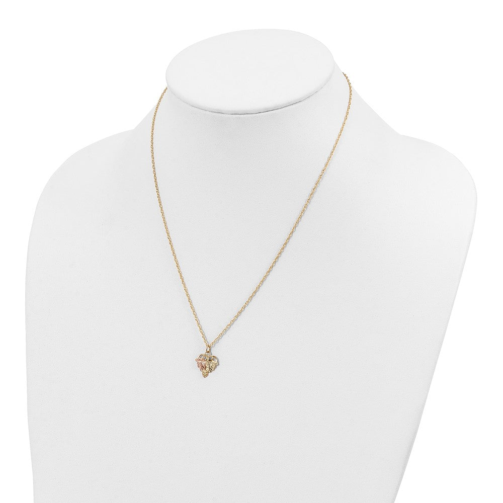 10k and 12k Tri-color Black Hills Gold Grapes and Leaves 14k Gold-filled Chain 18 inch Necklace