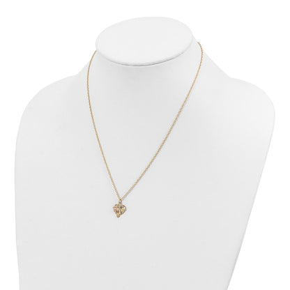 10k and 12k Tri-color Black Hills Gold Grapes and Leaves 14k Gold-filled Chain 18 inch Necklace