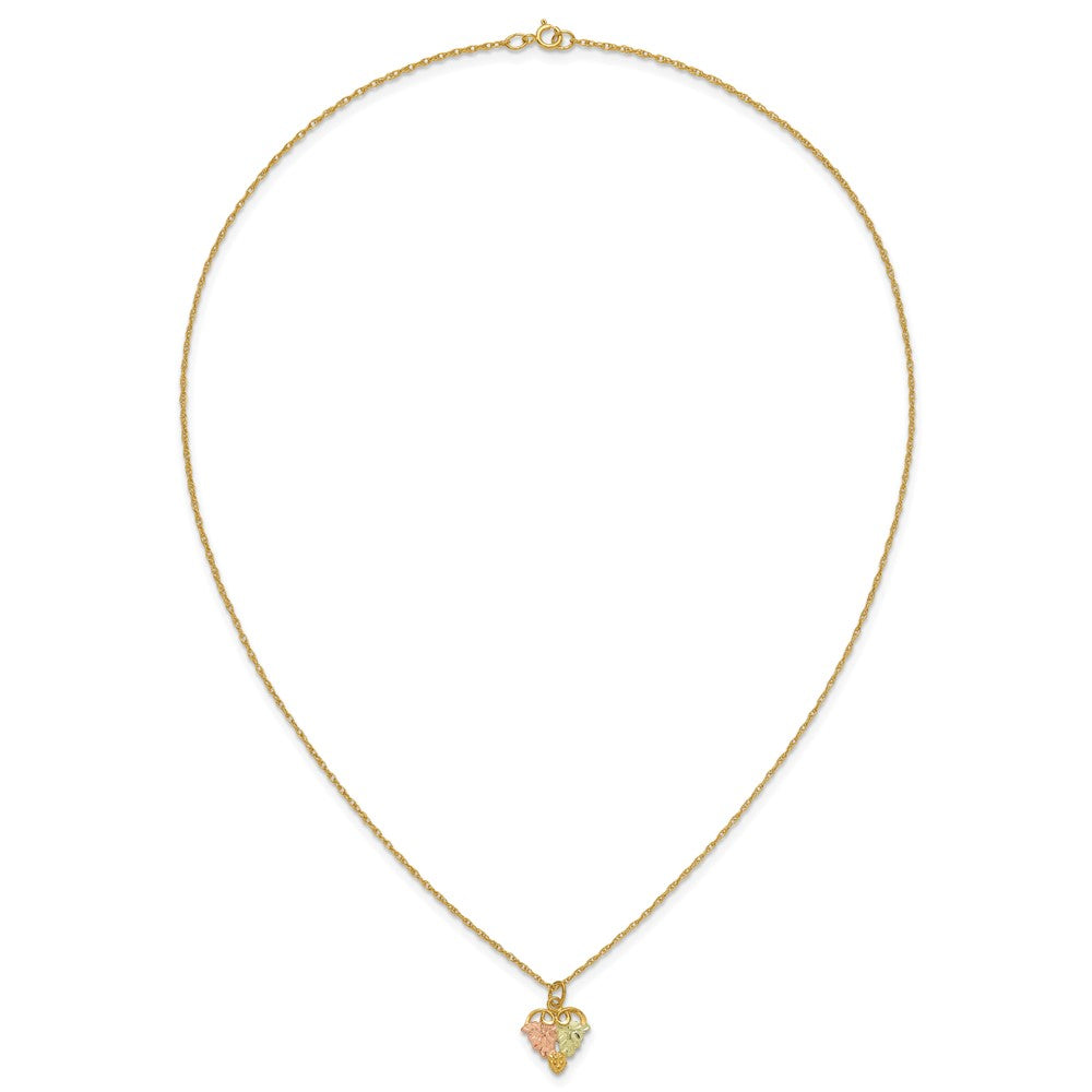 10k and 12k Tri-color Black Hills Gold Grapes and Leaves 14k Gold-filled Chain 18 inch Necklace