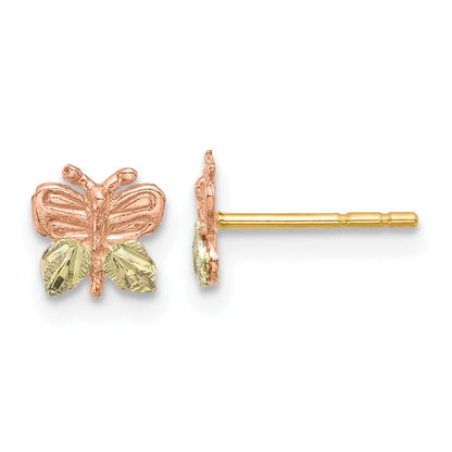 10k and 12k Tri-color Black Hills Gold Butterfly Post Earrings