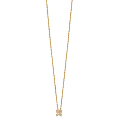 10k and 12k Tri-color Black Hills Gold Butterfly 14k Gold-filled Chain 18 inch Necklace