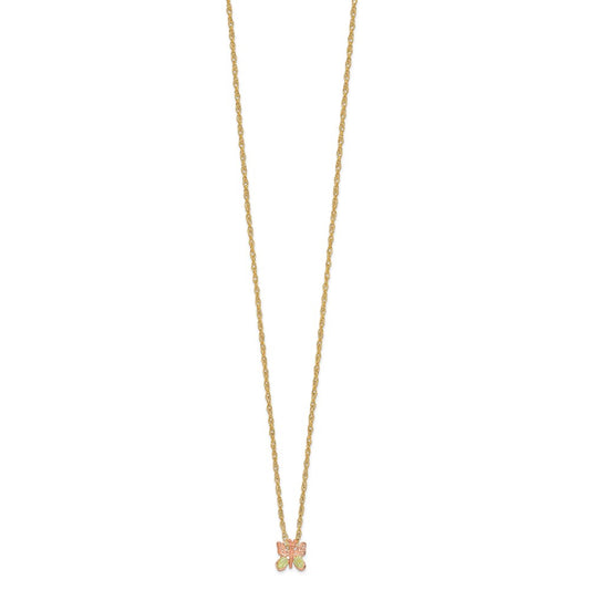 10k and 12k Tri-color Black Hills Gold Butterfly 14k Gold-filled Chain 18 inch Necklace