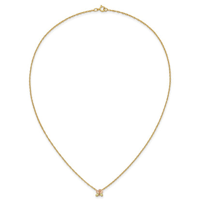 10k and 12k Tri-color Black Hills Gold Butterfly 14k Gold-filled Chain 18 inch Necklace