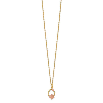 10k and 12k Tri-color Black Hills Gold Butterfly and Leaves on Oval 14k Gold-filled Chain 18 inch Necklace