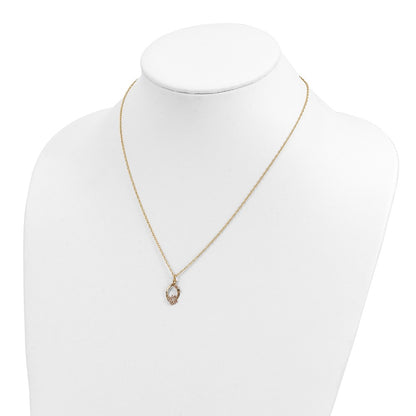 10k and 12k Tri-color Black Hills Gold Butterfly and Leaves on Oval 14k Gold-filled Chain 18 inch Necklace