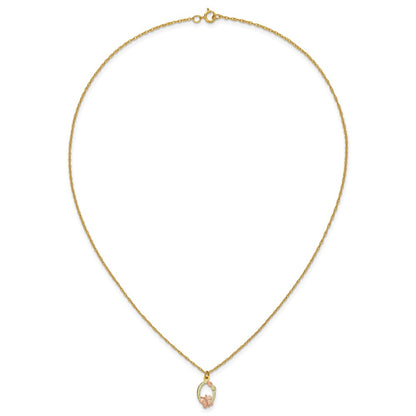 10k and 12k Tri-color Black Hills Gold Butterfly and Leaves on Oval 14k Gold-filled Chain 18 inch Necklace