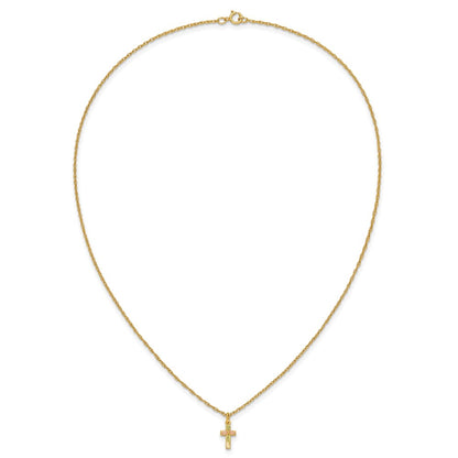 10k and 12k Tri-color Black Hills Gold Leaves on Small Cross 14k Gold-filled Chain 18 inch Necklace