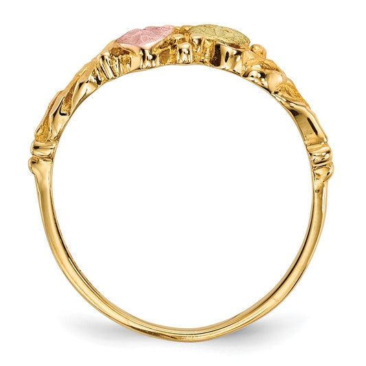 10k and 12k Tri-color Black Hills Gold Leaves Twist Ring