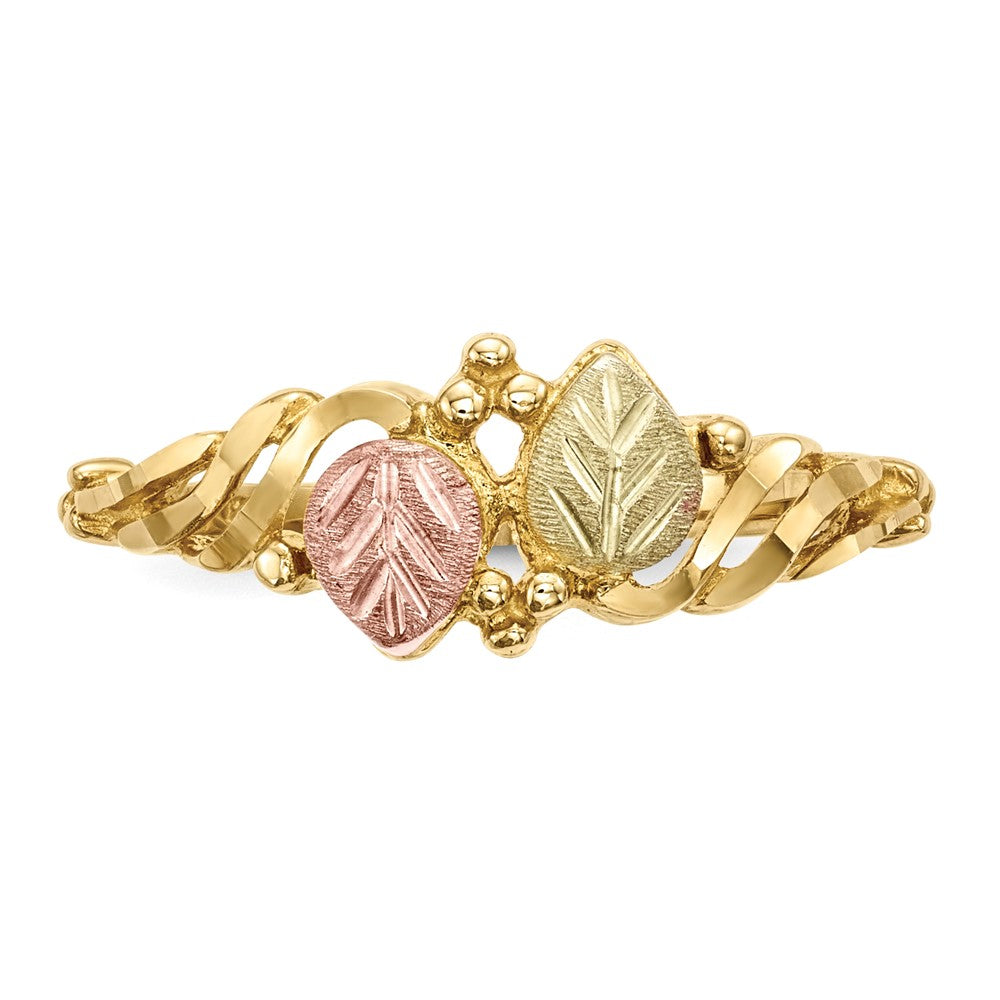 10k and 12k Tri-color Black Hills Gold Leaves Twist Ring