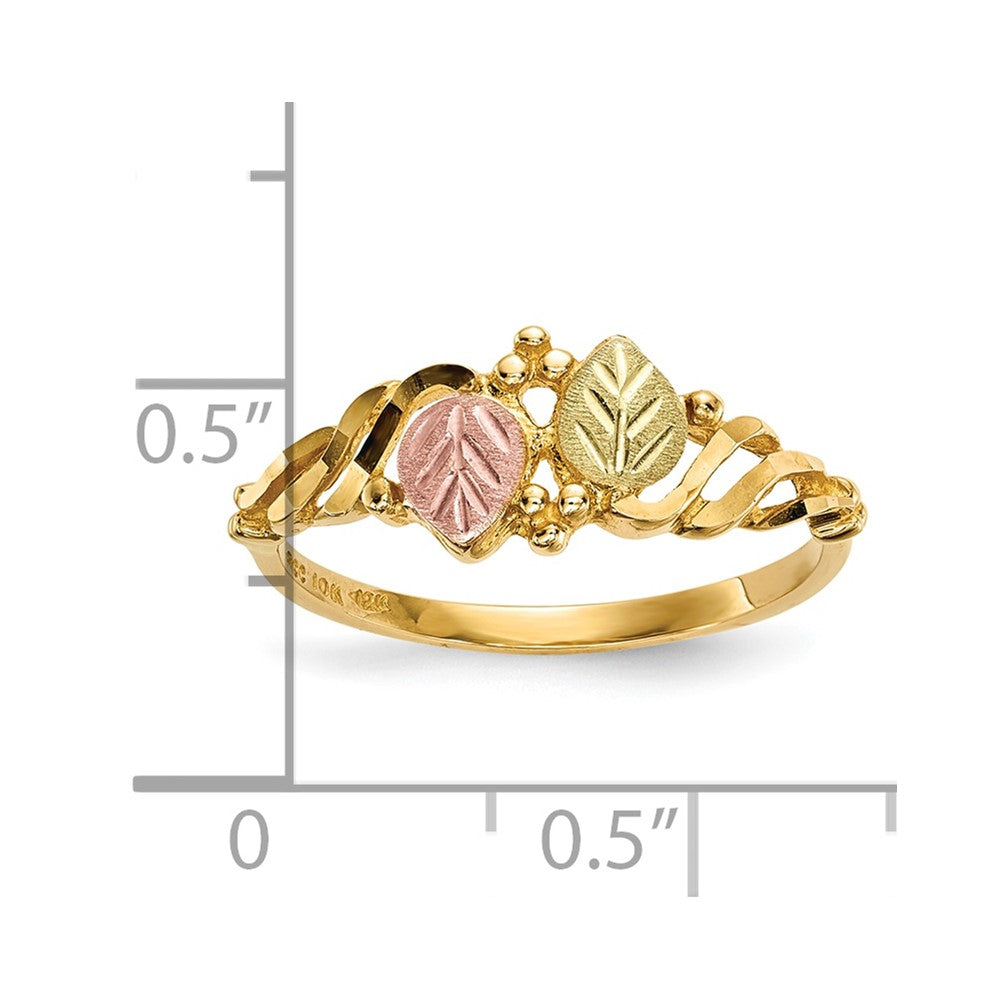 10k and 12k Tri-color Black Hills Gold Leaves Twist Ring