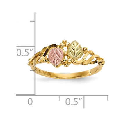 10k and 12k Tri-color Black Hills Gold Leaves Twist Ring