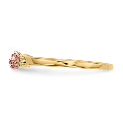 10k and 12k Tri-color Black Hills Gold Rose and Leaves Ring