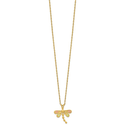 10k and 12k Tri-color Black Hills Gold Dragonfly 14k Gold-filled Chain 18 inch Necklace