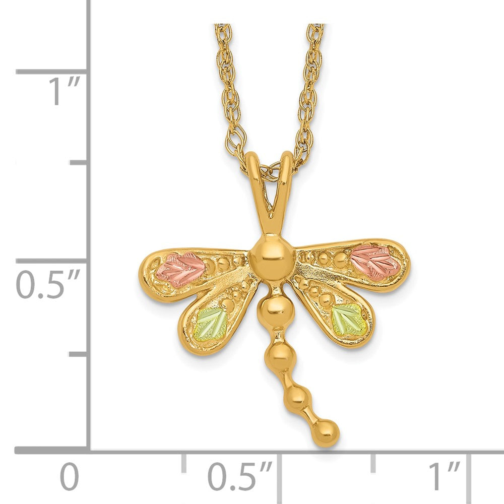 10k and 12k Tri-color Black Hills Gold Dragonfly 14k Gold-filled Chain 18 inch Necklace