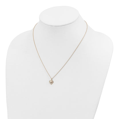 10k and 12k Tri-color Black Hills Gold Garnet and Leaves in Heart 14k Gold-filled Chain 18 inch Necklace