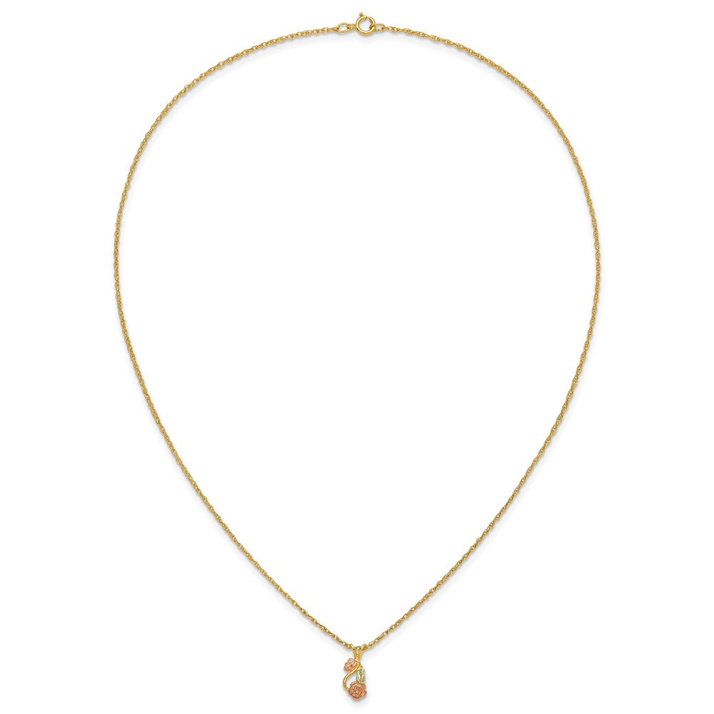 10K Tri-color w/14K Gold-filled Chain Black Hills Gold Necklace