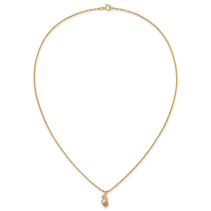 10k and 12k Tri-color Black Hills Gold Rose and Leaves 14k Gold-filled Chain 18.25 inch Necklace