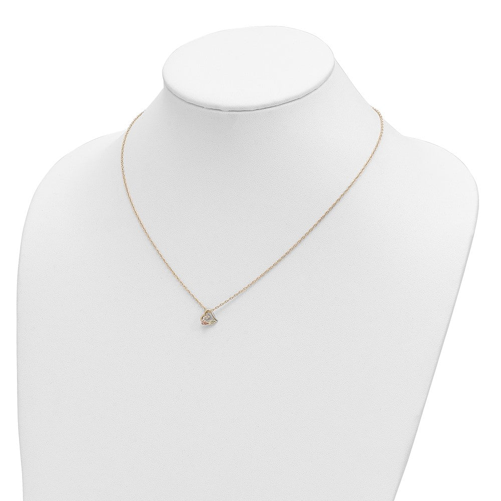 10k and 12k Tri-color Black Hills Gold Diamond and Leaves in Heart 14k Gold-filled Chain 18 inch Necklace